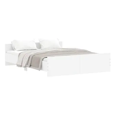 (white, x cm) vidaXL Bed Frame with Headboard and Footboard Mattress Foundation Bed Base