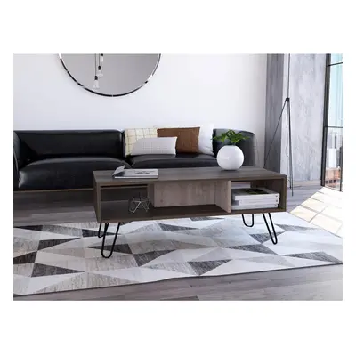 Coffee Table Open Under Storage Shelf Living Room Furniture Two Tone Grey Oak