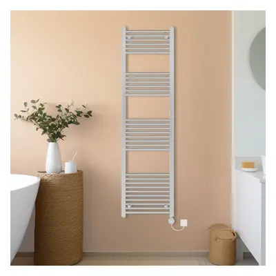 (Chrome, 1800x500mm) NRG Prefilled Thermostatic Electric Straight Heated Towel Rail Radiator