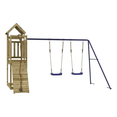 (solid impregnated pinewood) vidaXL Outdoor Playset Wooden Playground Set Swing Set Impregnated 