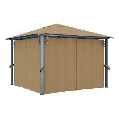 vidaXL Gazebo with Curtain Taupe Aluminium Outdoor Party Tent Patio Pavilion