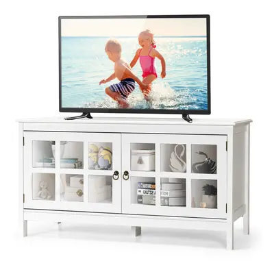 Modern TV Stand Glass Door Storage Cabinet Media Entertainment Center