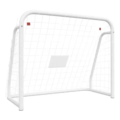 (125 x x cm) vidaXL Football Goal with Net White Steel Outdoor Soccer Training Equipment