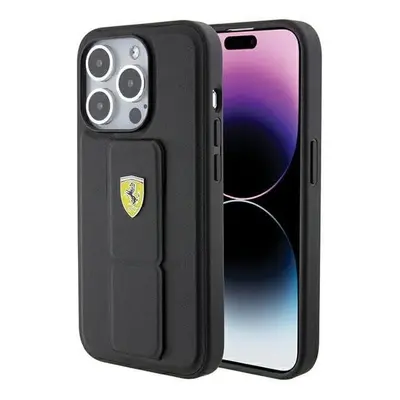 Ferrari Hard Case Grip Stand with Metal Logo for iphone Pro 6.1" Black - FEHCP15XGSPSIK