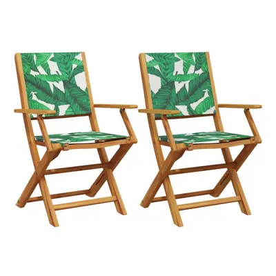 (leaf pattern, pcs) vidaXL Garden Chairs Outdoor Chair Dining Chair Solid Wood Acacia and Fabric