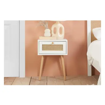 Bedside Drawer Cabinet White Rattan Birlea Croxley Nightstand Side Table