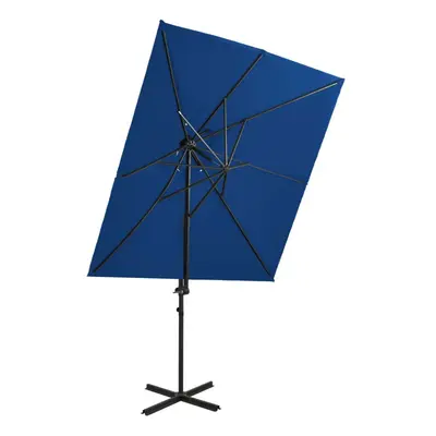 vidaXL Cantilever Umbrella with Double Top Azure Blue 250x250 cm Sunshade