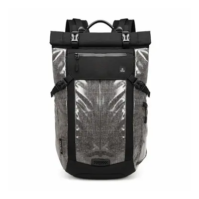 (Black) 15.6 inch Backpack Large Capacuty USB Charging Waterproof Fluorescent Anti-thief Travel 