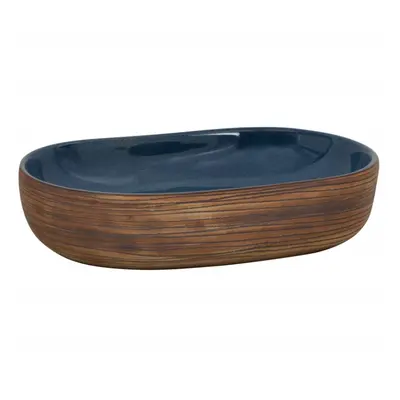 (brown and blue, x x cm) vidaXL Countertop Basin Bathroom Sink Wash Basin Vessel Sink Oval Ceram