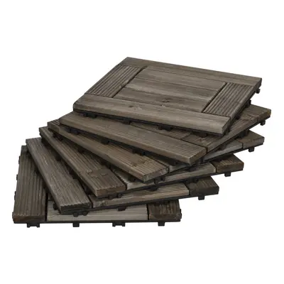 Outsunny Pcs Wooden Interlocking Decking Tiles, x cm per piece