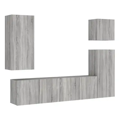 (grey sonoma) vidaXL TV Wall Units Piece Floating TV Unit Concrete Grey Engineered Wood