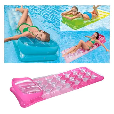 188 x 71cm PVC Air Mattress Lounger Float Mat Inflatable Float Bed Swimming Pool Random Color wi