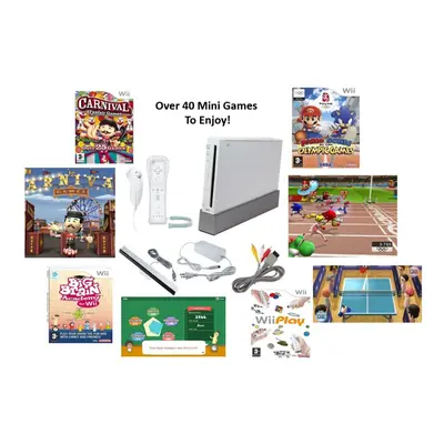 Nintendo Wii Play Console & Mario Vs Sonic Olympics Games Carnival Funfair Brain train