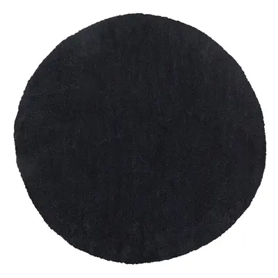 Shaggy Round Area Rug cm Black DEMRE