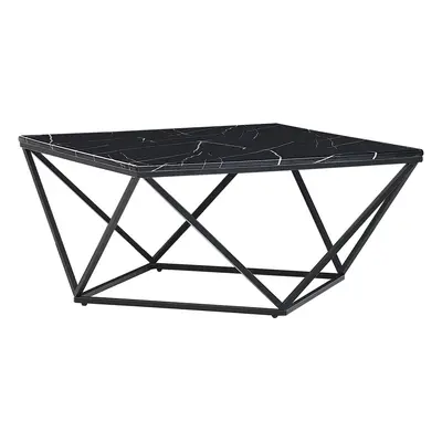 Marble Effect Coffee Table Black MALIBU