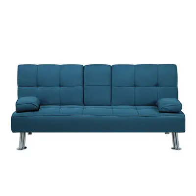 Fabric Sofa Bed Blue ROXEN