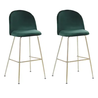 Set of Bar Chairs ARCOLA Velvet Emerald Green