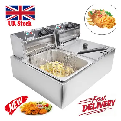 20L Electric Deep Fryer Fat Chip Frying Tank Stainless Steel Commercial