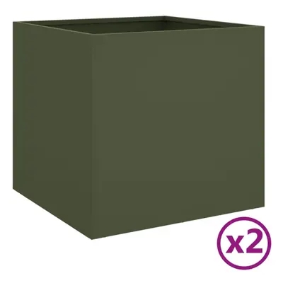 (green, x x cm/ pcs) vidaXL Planter Raised Garden Bed Plant Pot Flower Pot Grey Weathering Steel