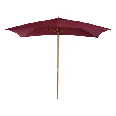 Outsunny Wooden Garden Parasol Sun Shade Patio Umbrella Canopy Wine Red