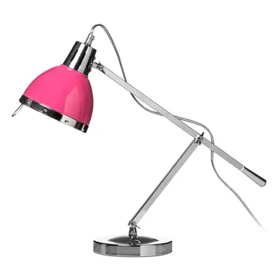 Premier Housewares Hot Pink Shade Chrome Table Lamp