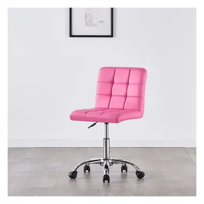 (Pink) Charles Jacobs Modern Office Chair Computer Desk Small Adjustable PU Leather Swivel Fabri