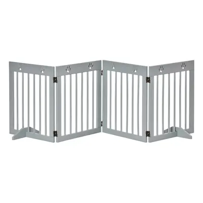 PawHut Pet Gate Panel Wooden Dog Barrier Folding Fence w/ Support Feet