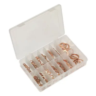 250 Piece Copper Sealing Washer Assortment - Metric - Partitioned Storage Box