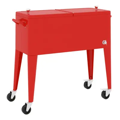 vidaXL Cooler Cart with Wheels Red 92x43x89 cm Rolling Cooler Cart Quart