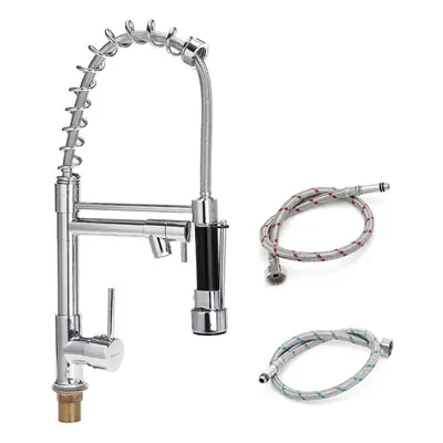 Pull Out Kitchen Tap Chrome Finished Spring Faucet Swivel Spout Vessel Sink Hot Cold Water Mixer