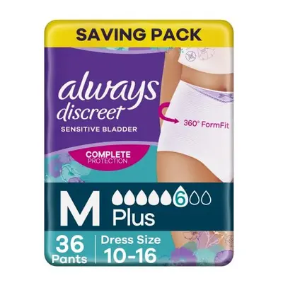 Always Discreet Incontinence Pants Women, Medium, Plus, Pants (9 x Packs), Odour Neutraliser, SA