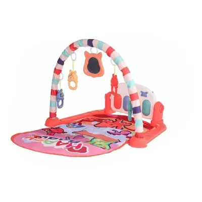 (Red) 76*56*43CM IN Multi-functional Baby Gym with Play Mat Keyboard Soft Light Rattle Toys for 