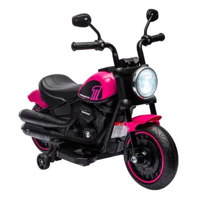 HOMCOM 6V Electric Motorbike with Training Wheels, One-Button Start - Pink