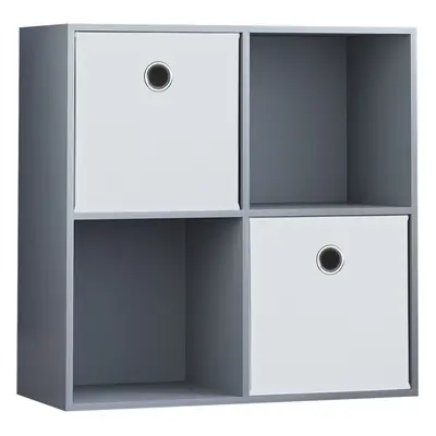 (Grey, White) Durham Cube Shelf Wood Bookcase with Baskets