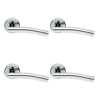 4x PAIR Round Bar Handle with Arch Concealed Fix Round Rose Polished Chrome