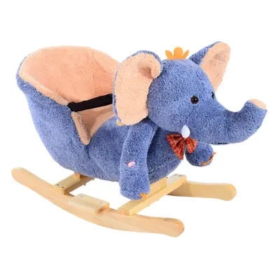 HOMCOM Rocking Horse Ride on Toy Seat Belt Safety Toddler Elephant