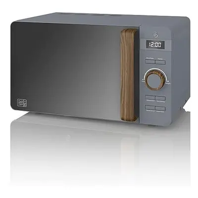 Swan SM22036GRYN, Nordic Digital Microwave, Wood Effect Handle, Soft Touch Housing and Matt Fini