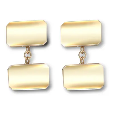 Jewelco London Men's Solid 9ct Yellow Gold Twin Rectangular Chain Linked Cufflinks - JCL028