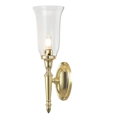 IP44 Wall Light Tall Clear Glass Shade LED Included Polished Brass LED G9 3.5W