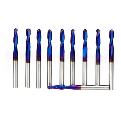 10Pcs 3.175mm Shank 0.8x8mm Nano Blue Coated Spiral Ball Nose End Mill CNC Milling Cutter