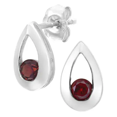 Jewelco London 9ct White Gold Round 0.35ct Garnet Teardrop Drop Earrings - PE0AXL1804WGT