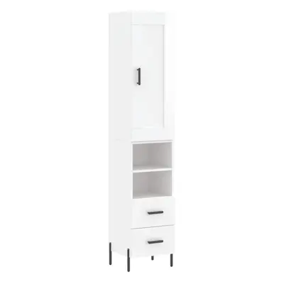 vidaXL Highboard Sideboard Storage Cabinet High Gloss White Engineered Wood