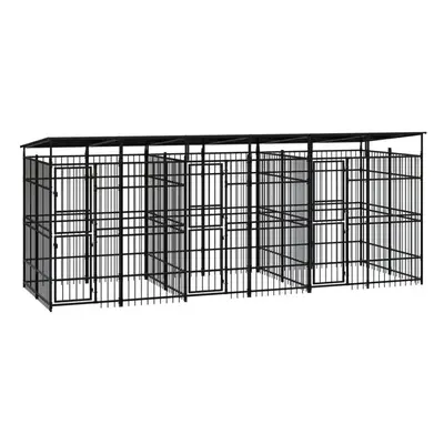 vidaXL Outdoor Dog Kennel with Roof Steel 11.06 m? Patio Puppy Dog House Cage