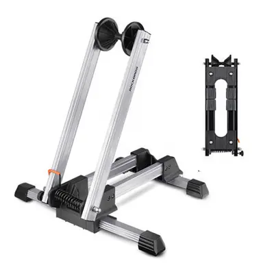 (Silver, 1.8kg) Bike Rack Adjustable Folding Double Pole Universal Repair Stand Holder