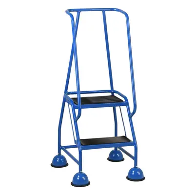 2 Tread Mobile Warehouse Steps BLUE 1.19m Portable Safety Ladder & Wheels