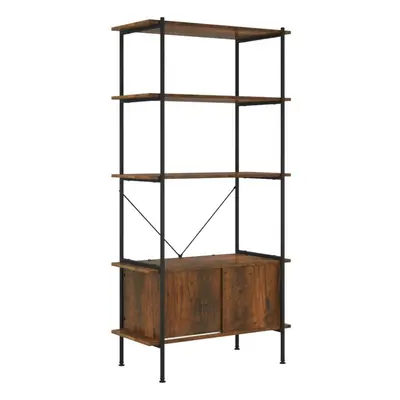 (Dark brown and black, x x cm (W x D x H)) vidaXL Shelving Unit with Cabinet Display Shelf Steel