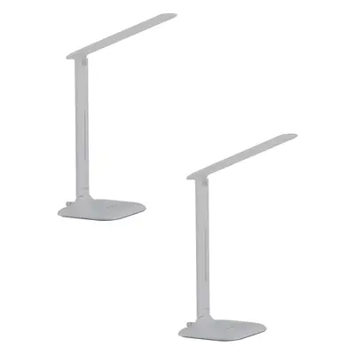 2 PACK Table Desk Lamp Colour White Steel Touch On/Off DIm LED 2.9W Included