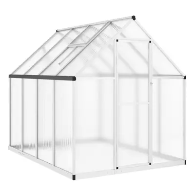 (silver, x x cm) vidaXL Greenhouse with Base Frame Garden Walk in Plant Grow House Aluminium