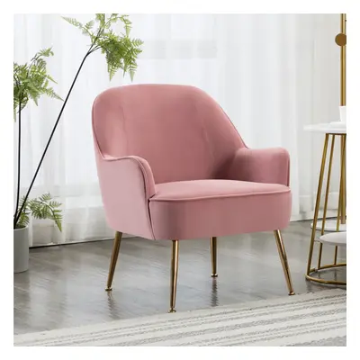 Occasional Velvet Armchair Upholstered Lounge Tub Chair with Solid Legs