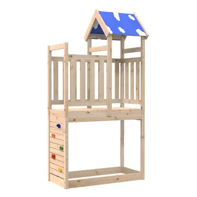 vidaXL Play Tower with Rockwall Kids Playset Climbing Frame Solid Wood Pine